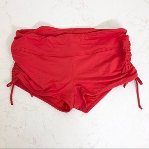 Athleta Red Swim Bottoms • Side Scrunch Shorts Med